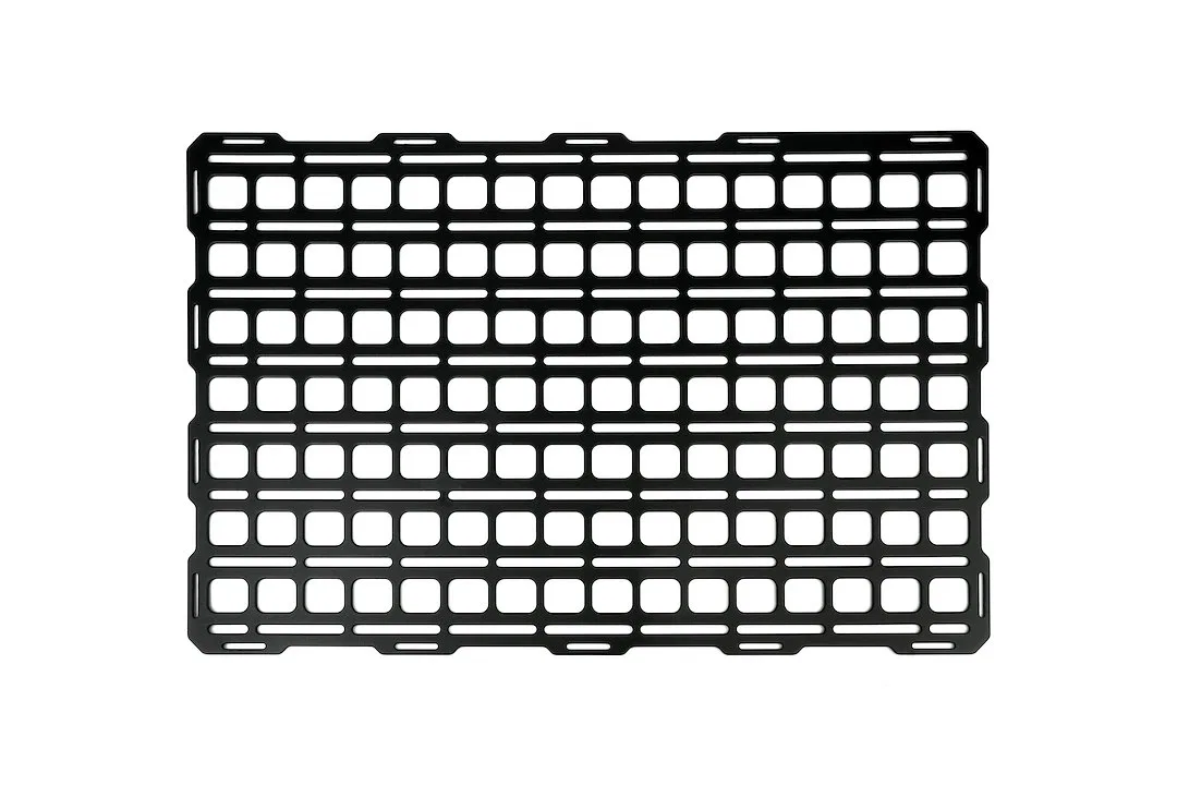 201015 – BUILTRIGHT Molle Cargo Panel, Center Console Mount Screw On Powder Coated Textured Black Steel